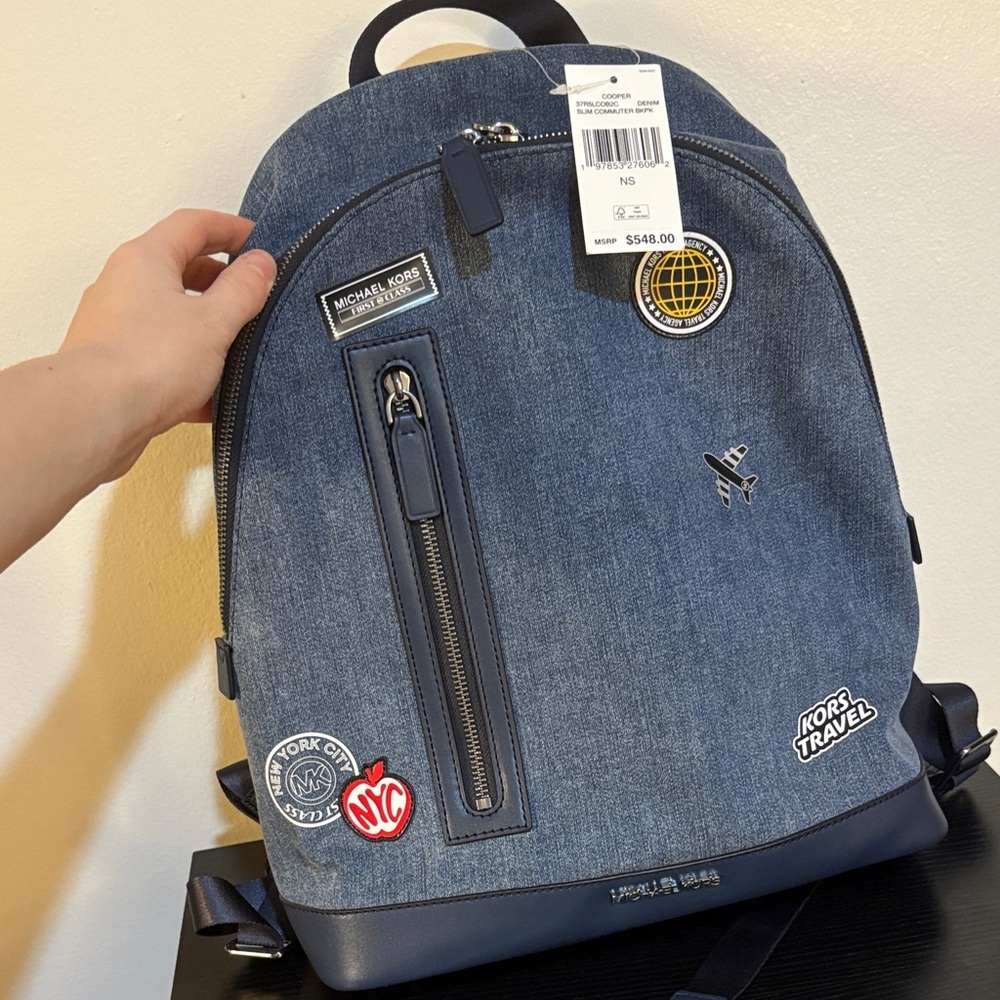 NWT Michael Kors denim backpack, 15"x12" - Picture 7 of 9